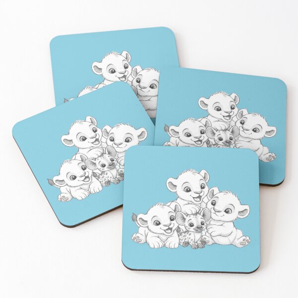 Item preview, Baby Lions & Baby Hyena Squad – Cute Cartoon Animal Friends Sketch Art designed and sold by NewGen-For-You.