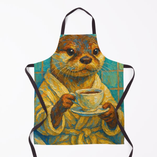 Item preview, Abstract Painting of Whimsical Otter Tea Time | Cute Cozy Otter Illustration | Colorful Modern Cottagecore Animal Wall Art Print designed and sold by PaintedPixels01.