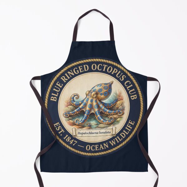 Item preview, Blue Ringed Octopus Club Vintage Badge Ocean Wildlife designed and sold by CalmCapy Co.