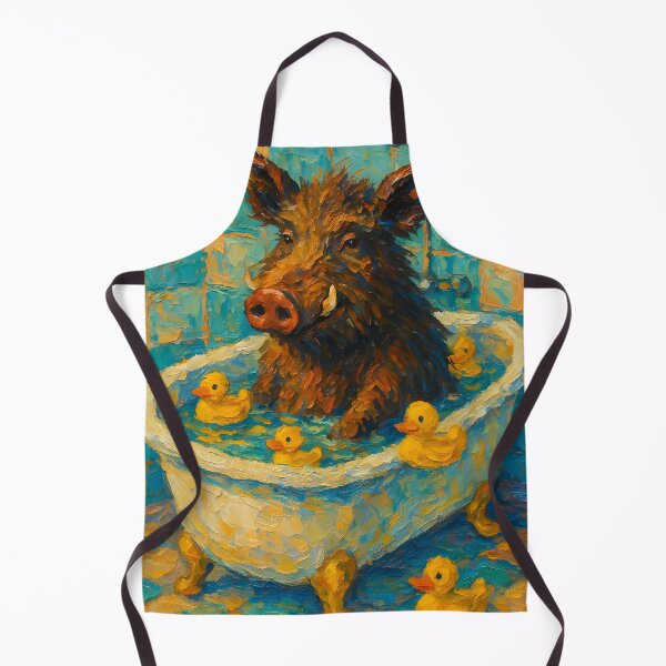 Item preview, Abstract Painting of Whimsical Boar Bath | Cute Playful Wild Boar Illustration | Colorful Modern Woodland Bathroom Wall Art Print designed and sold by PaintedPixels01.