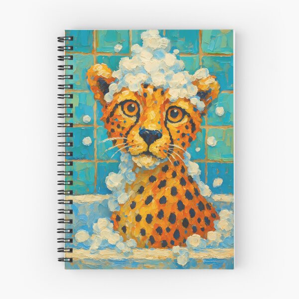 Item preview, Abstract Painting of Whimsical Foamy Cheetah | Cute Playful Cheetah Illustration | Colorful Modern Bathroom Animal Wall Art Print designed and sold by PaintedPixels01.