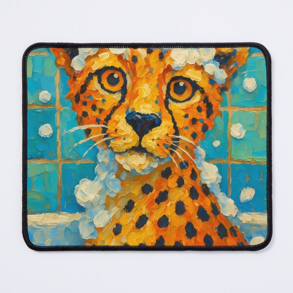 Item preview, Abstract Painting of Whimsical Foamy Cheetah | Cute Playful Cheetah Illustration | Colorful Modern Bathroom Animal Wall Art Print designed and sold by PaintedPixels01.