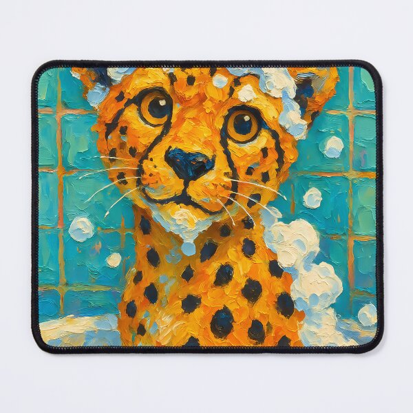 Item preview, Abstract Painting of Whimsical Foamy Cheetah | Cute Playful Cheetah Illustration | Colorful Modern Bathroom Animal Wall Art Print designed and sold by PaintedPixels01.