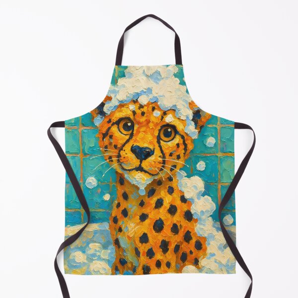 Item preview, Abstract Painting of Whimsical Foamy Cheetah | Cute Playful Cheetah Illustration | Colorful Modern Bathroom Animal Wall Art Print designed and sold by PaintedPixels01.