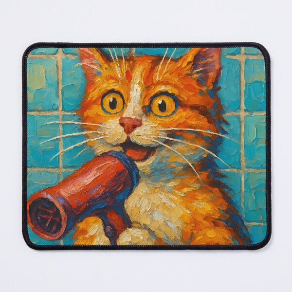 Item preview, Abstract Painting of Singing Cat Serenade | Whimsical Cute Cat Illustration | Colorful Modern Pet Animal Wall Art Print designed and sold by PaintedPixels01.