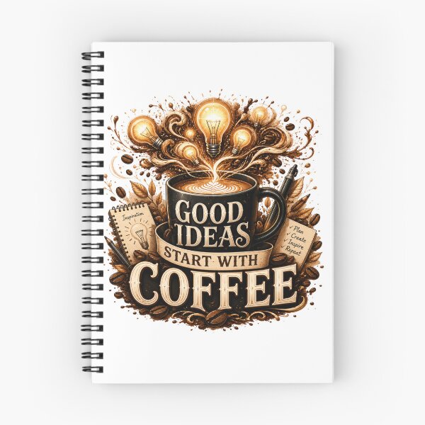 Item preview, Good Ideas Start With Coffee Quote designed and sold by pradeepvisuals.