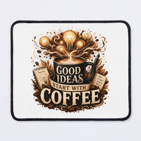 Item preview, Good Ideas Start With Coffee Quote designed and sold by pradeepvisuals.