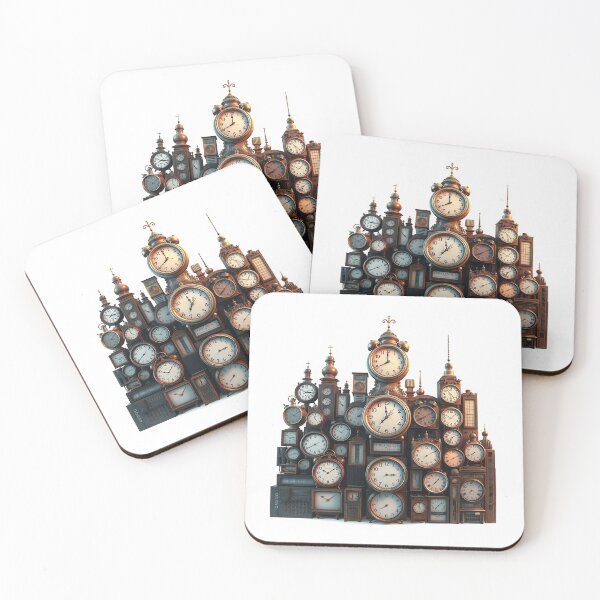Item preview, A Cityscape Formed From Stacked Vintage Clocks Ret designed and sold by QuirkThreadsCo.
