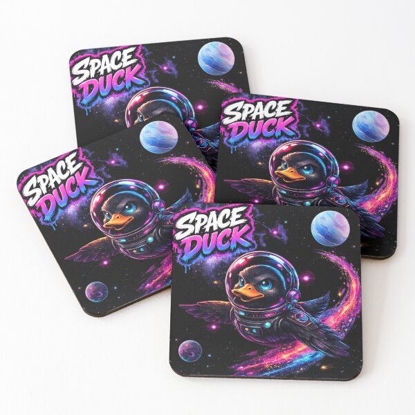 Item preview, Space Duck Neon Astronaut Graffiti - Cute Cosmic Duck Retro Vaporwave T-Shirt Design designed and sold by Peanutspixel.