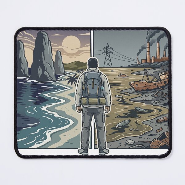 Item preview, Choose Your Path Pristine Coast vs Ocean Pollution — Environmental Conservation Activism Art designed and sold by MālamaThreads.