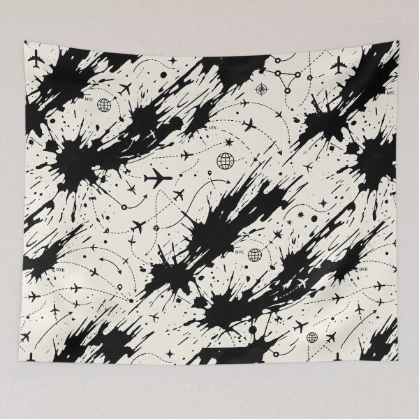 Item preview, Travel Paths Ink Splash World Map designed and sold by SplashTastic.