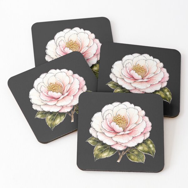 Item preview, Hand Drawn Camellia Watercolor Botanical Floral Illustration designed and sold by ColorSplash123.