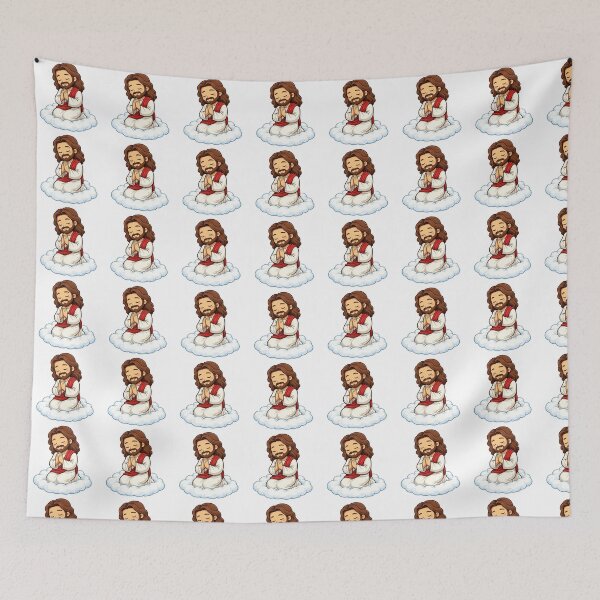 Item preview, Cute Cartoon Jesus Praying on a Cloud Sticker designed and sold by Daughter of Grace .