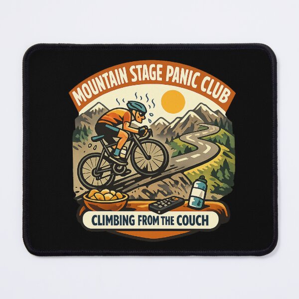 Item preview, Mountain Stage Panic Club - Funny Cycling Fan Couch Coach designed and sold by Concrete Coffee Studio.