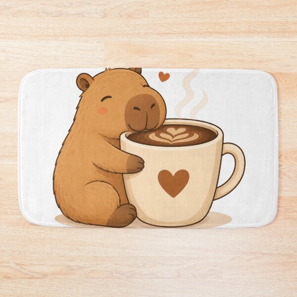 Item preview, Cute Coffee Capybara Hugging a Giant Coffee Cup | Cozy Kawaii Animal Illustration designed and sold by coolpinkbox.