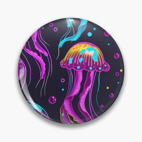 Item preview, Neon Disco Jellyfish Pattern, Colorful Glowing Sea Life, Retro 80s Aesthetic Art, Underwater Party Print designed and sold by VectorForge.