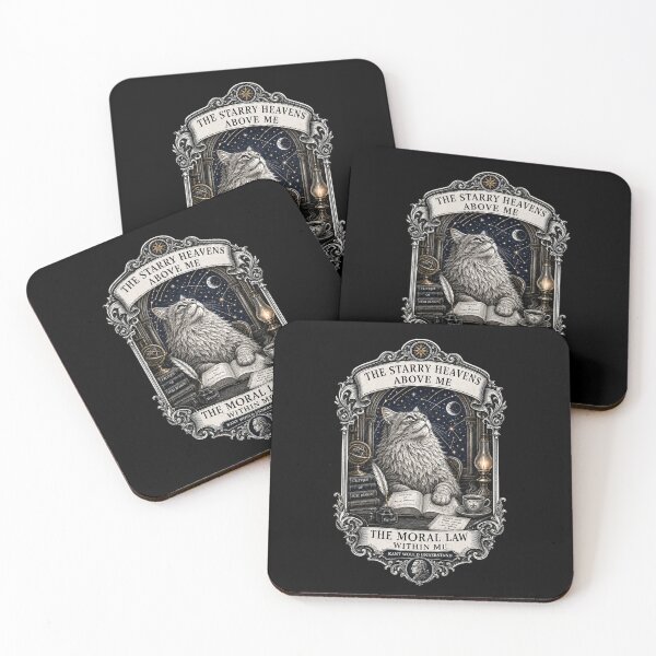 Item preview, The Starry Heavens Above Me – Kant Cat Badge designed and sold by Soft Panic Studio.