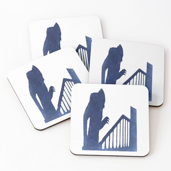 Item preview, Eerie Vampire Silhouette Standing By Castle Staircase Railing designed and sold by AnimalAndMeme.
