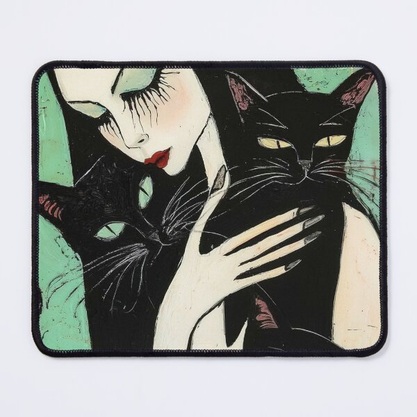 Item preview, Woman And Three Black Cat designed and sold by sanesmawons.