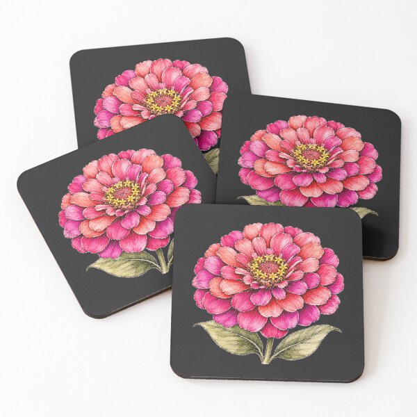 Item preview, Hand Drawn Zinnia Watercolor Botanical Floral Illustration designed and sold by ColorSplash123.
