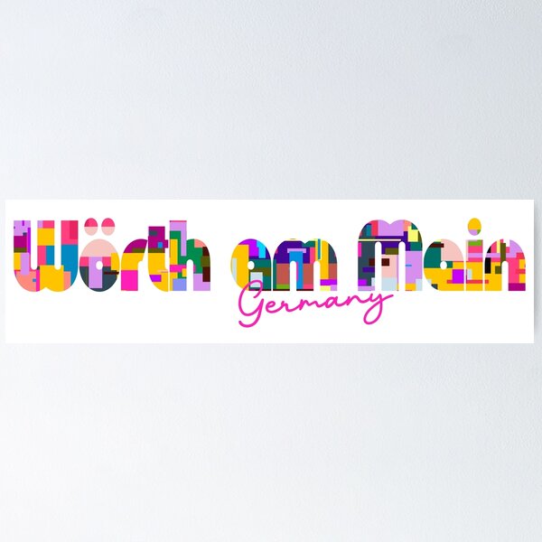 Item preview, Wörth am Main, Germany, Vibrant Abstract City Typography Art designed and sold by Wanderful-roads.
