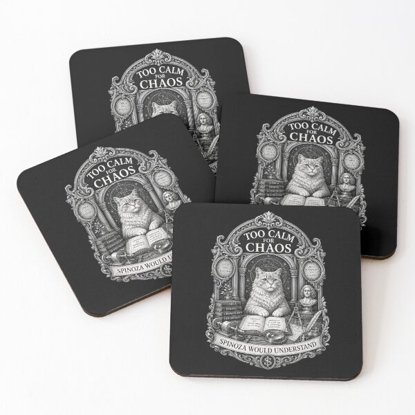 Item preview, Too Calm for Chaos – Spinoza Cat Badge designed and sold by Soft Panic Studio.
