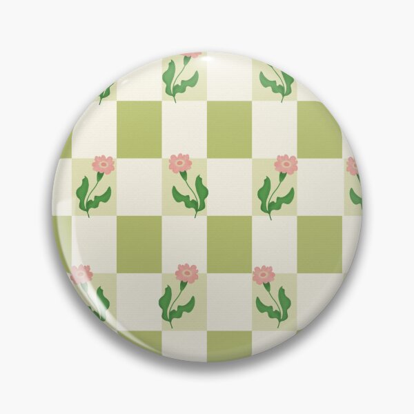 Item preview, Retro Sage Green Checkerboard and Pink Floral Seamless Pattern designed and sold by StoriesInGrain.