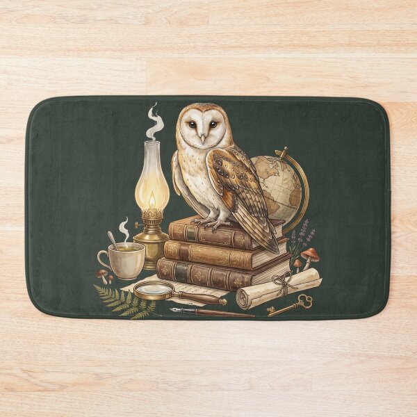 Item preview, Wise Barn Owl on Vintage Books | Dark Academia Watercolor Library Illustration designed and sold by Whimwick.