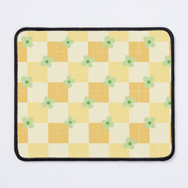 Item preview, Retro Yellow Checkerboard and Green Floral Seamless Plaid Pattern designed and sold by StoriesInGrain.