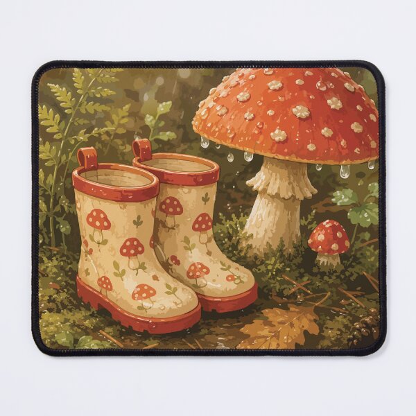 Item preview, Cute Mushroom Rain Boots Cozy Cottagecore Rainy Forest designed and sold by SimplePoDesign.
