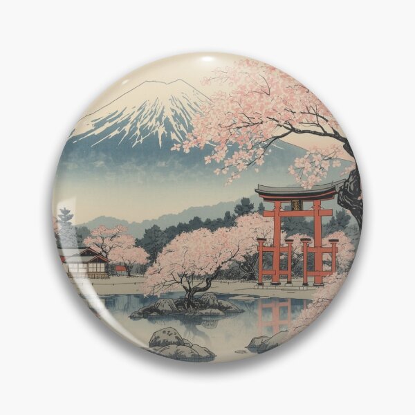 Item preview, Sakura Lake Shrine at Mount Fuji – Japanese Ukiyo-e Inspired Art designed and sold by J-Sakura.
