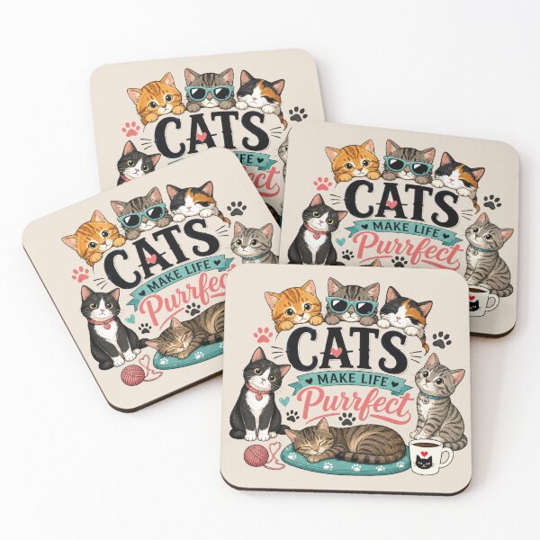 Item preview, Cats Make Life Purrfect - Cute Cat Lover Design designed and sold by Myra365Art.