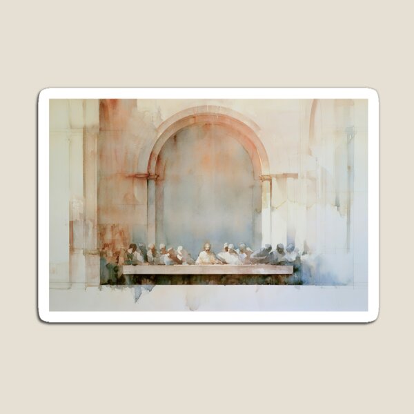 Item preview, Last Supper, Christian Art, Jesus with Disciples Watercolor, Biblical Scene, Scripture designed and sold by FaithArtCrea.