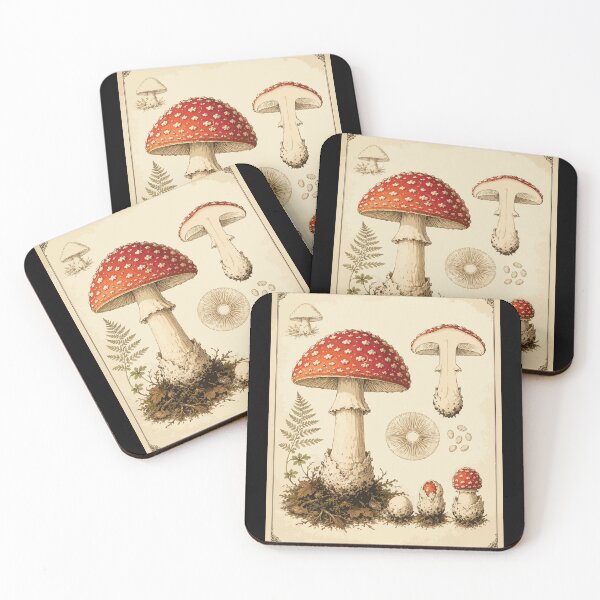 Item preview, Vintage Fly Agaric Mushroom Botanical Chart Amanita Muscaria Field Guide designed and sold by SimplePoDesign.