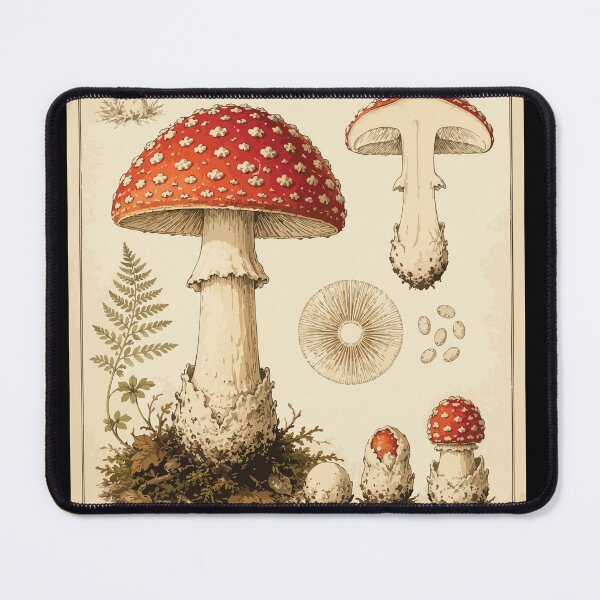 Item preview, Vintage Fly Agaric Mushroom Botanical Chart Amanita Muscaria Field Guide designed and sold by SimplePoDesign.