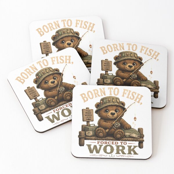 Item preview, Funny Fishing Bear T-Shirt - Born to Fish Forced to Work Shirt - Cute Retro Fisherman Gift - Happy Critter Co. designed and sold by chaiyarit.