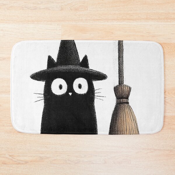 Item preview, Cute Black Cat Witch with Magic Broomstick designed and sold by colorful-white.