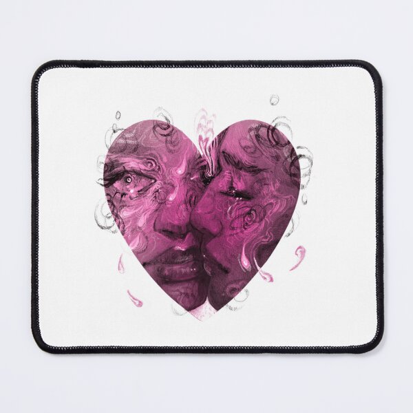 Item preview, The Kiss Surreal Heart Lovers Pink Dark Art designed and sold by Inkdoskisart.