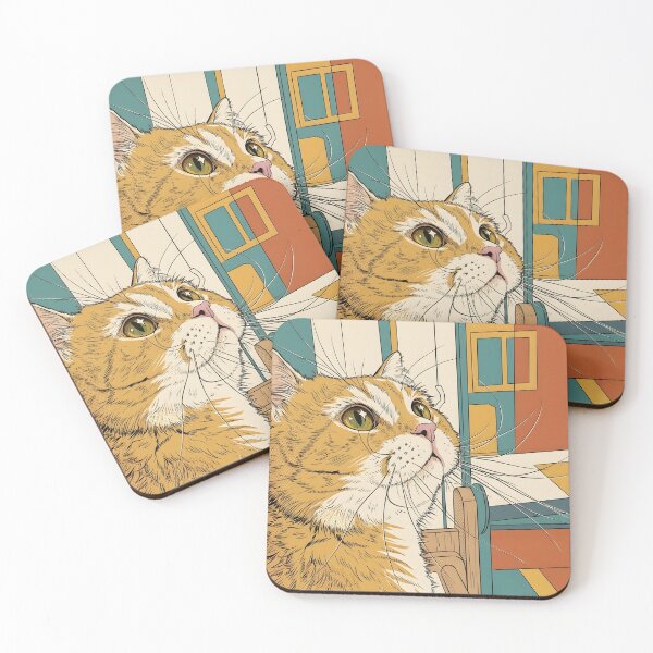 Item preview, Curious Ginger Cat Watching designed and sold by MamiYaShop.