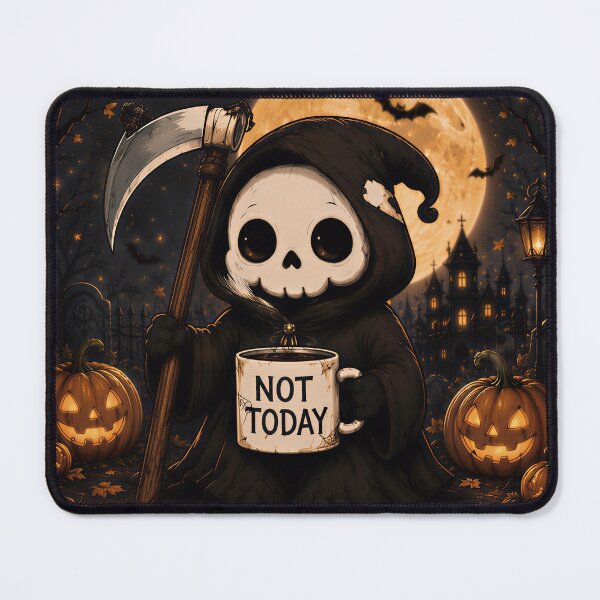 Item preview, Cute Grim Reaper Not Today Coffee designed and sold by Soluna Studio.