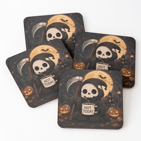 Item preview, Cute Grim Reaper Not Today Coffee designed and sold by Soluna Studio.