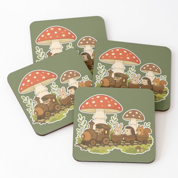 Item preview, Cute Woodland Animal Train Cozy Mushroom Forest Cottagecore designed and sold by SimplePoDesign.