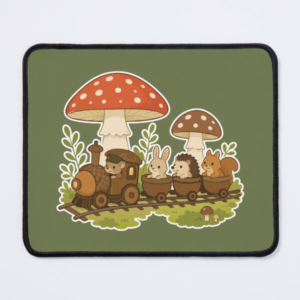 Item preview, Cute Woodland Animal Train Cozy Mushroom Forest Cottagecore designed and sold by SimplePoDesign.