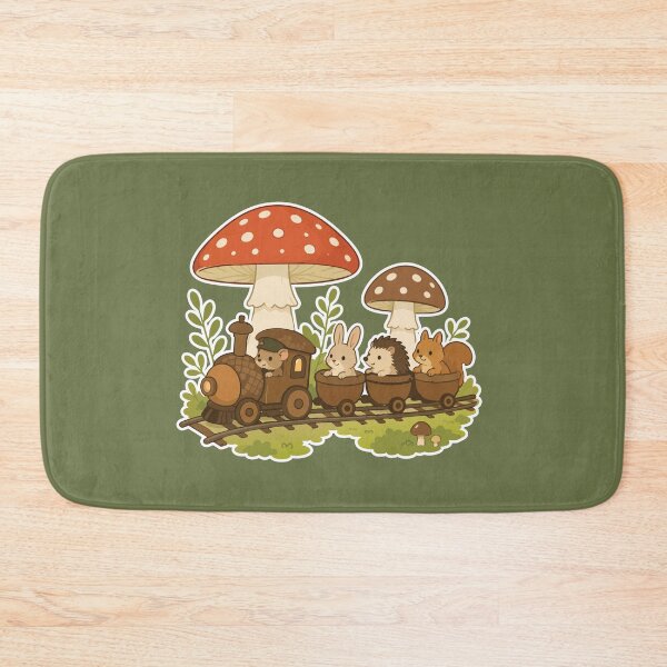 Item preview, Cute Woodland Animal Train Cozy Mushroom Forest Cottagecore designed and sold by SimplePoDesign.
