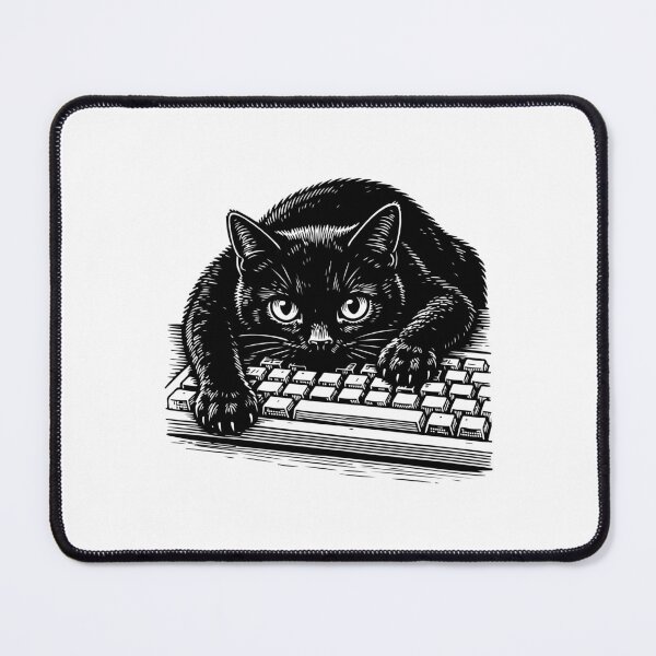 Item preview, Cute Black Cat on Keyboard designed and sold by artCreativeColony.