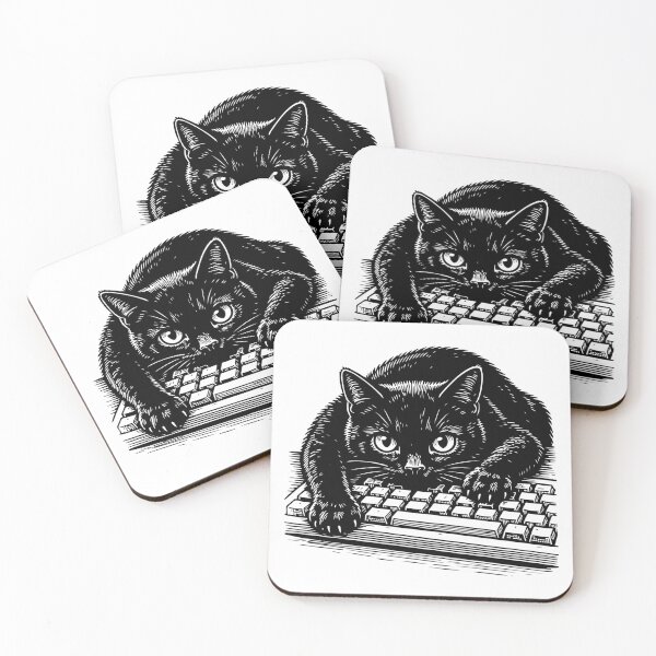 Item preview, Cute Black Cat on Keyboard designed and sold by artCreativeColony.