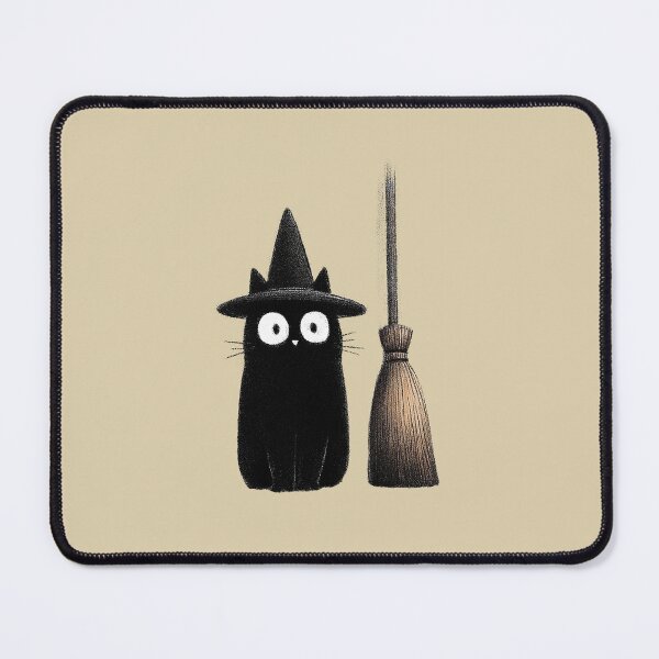 Item preview, Cute Black Cat Witch with Magic Broomstick designed and sold by colorful-white.