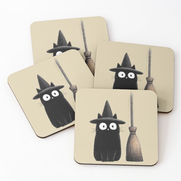 Item preview, Cute Black Cat Witch with Magic Broomstick designed and sold by colorful-white.