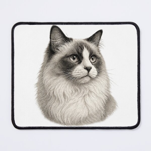 Item preview, Engraved illustration of a Ragdoll cat portrait designed and sold by Inspired Arts.