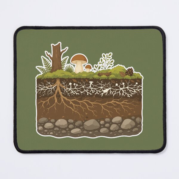 Item preview, Mycelium Network Forest Mushroom Roots Cross Section Botanical Illustration designed and sold by SimplePoDesign.
